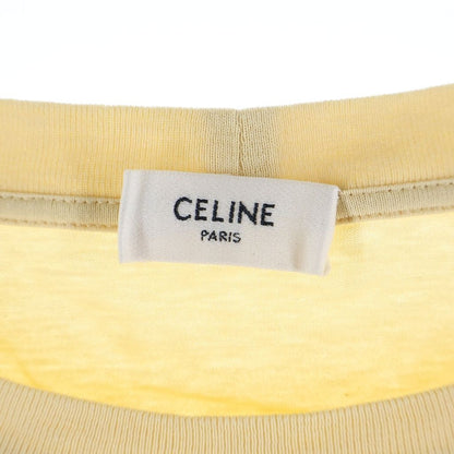 Celine Logo Print Cotton Jersey Short Sleeve T-Shirt Yellow — view 7