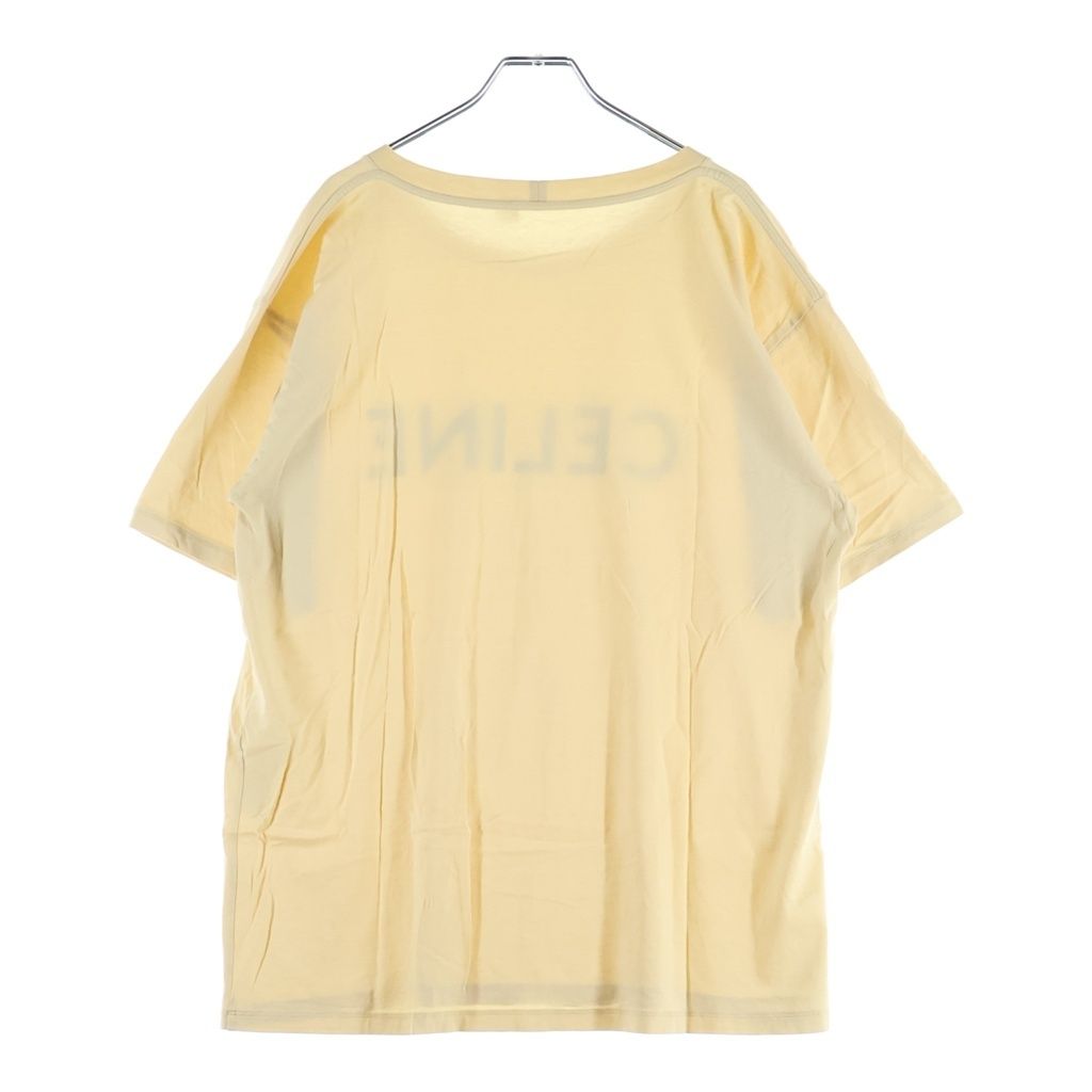 Celine Logo Print Cotton Jersey Short Sleeve T-Shirt Yellow — view 2