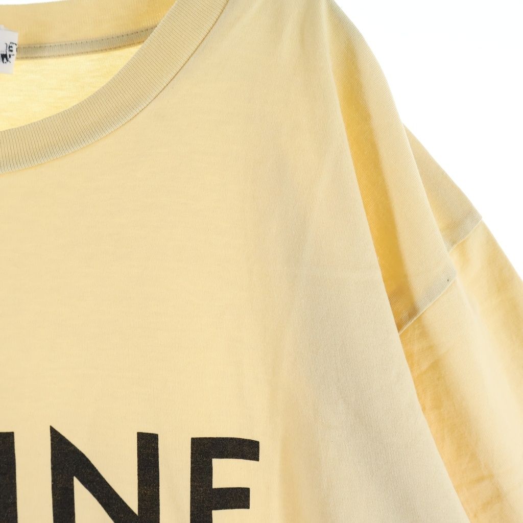 Celine Logo Print Cotton Jersey Short Sleeve T-Shirt Yellow — view 5