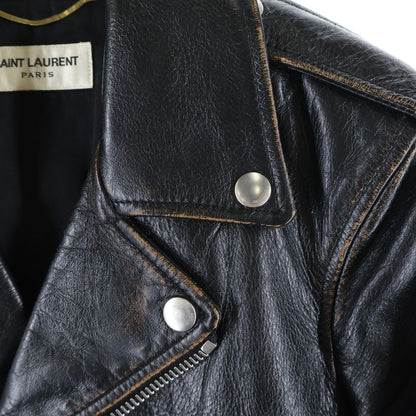 Saint Laurent Paris Smoking Lips Motorcycle Jacket Distressed Rider's Leather — view 4