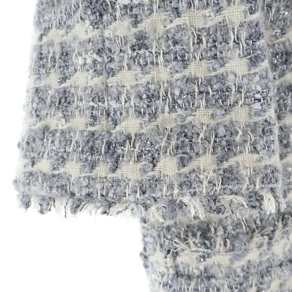 Chanel 05A CC Logo Pearl Button Fancy Glitter Tweed Sleeve Soutien Collar — view 5