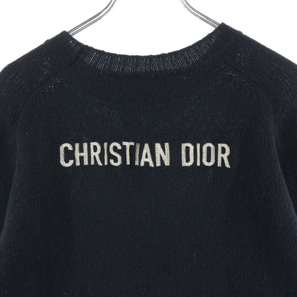 Dior Logo Jacquard Cashmere Crew Neck Long Sleeve Pullover Sweater Black — view 4