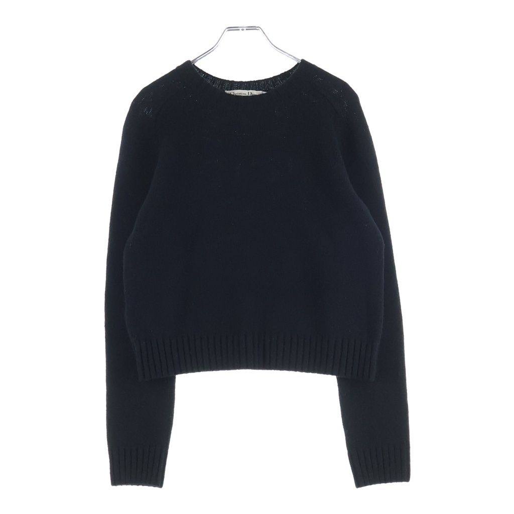 Dior Logo Jacquard Cashmere Crew Neck Long Sleeve Pullover Sweater Black — view 2