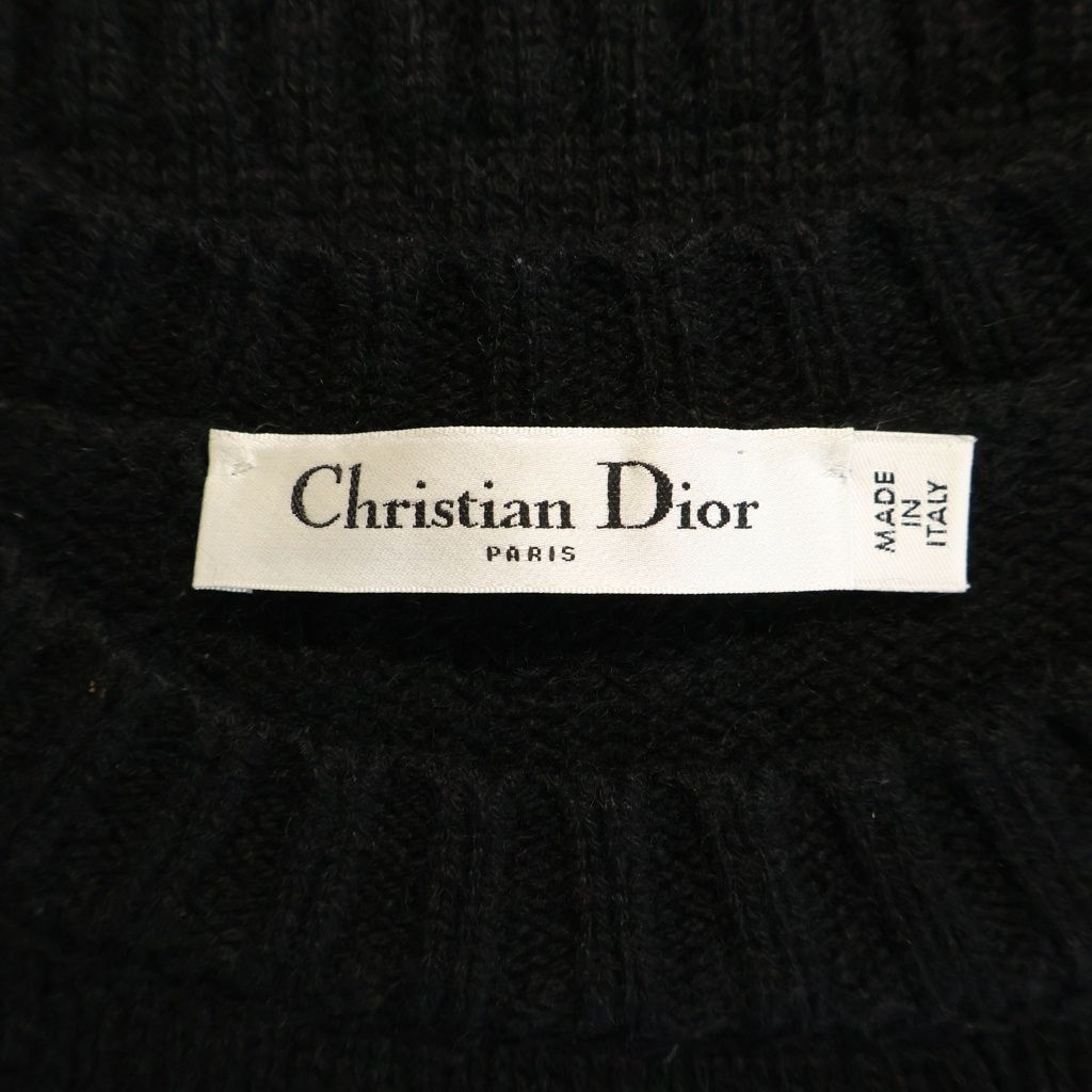 Dior Logo Jacquard Cashmere Crew Neck Long Sleeve Pullover Sweater Black — view 7