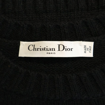 Dior Logo Jacquard Cashmere Crew Neck Long Sleeve Pullover Sweater Black — view 7