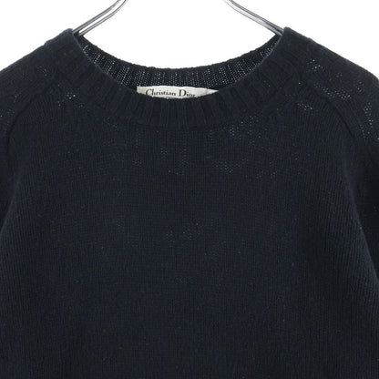 Dior Logo Jacquard Cashmere Crew Neck Long Sleeve Pullover Sweater Black — view 3