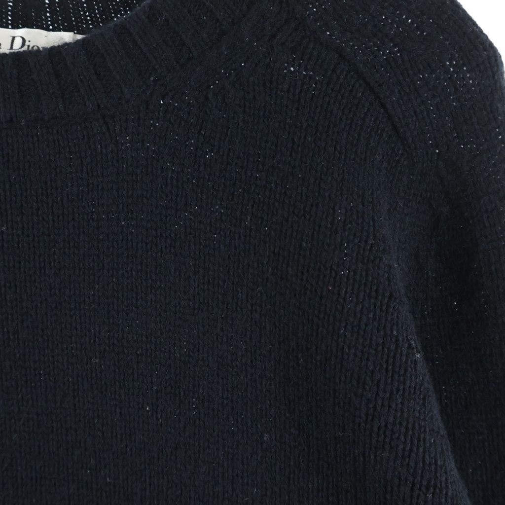 Dior Logo Jacquard Cashmere Crew Neck Long Sleeve Pullover Sweater Black — view 5