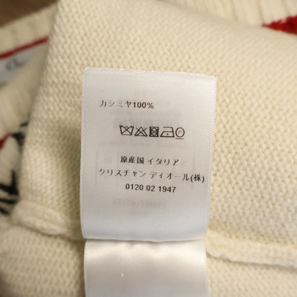 Dior I Love You Embroidery V-neck Long Sleeve Pullover Sweater Ivory Red — view 8