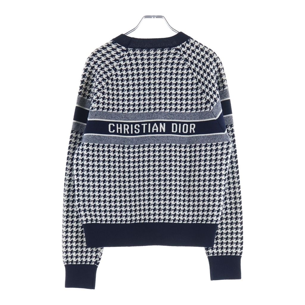 Dior Logo Jacquard Houndstooth Check All Over Print Crew Neck Long Sleeve