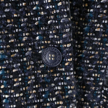 Chanel Set Tweed All Over Print Leather Paneled Tailored Jacket Medium Skirt — view 3