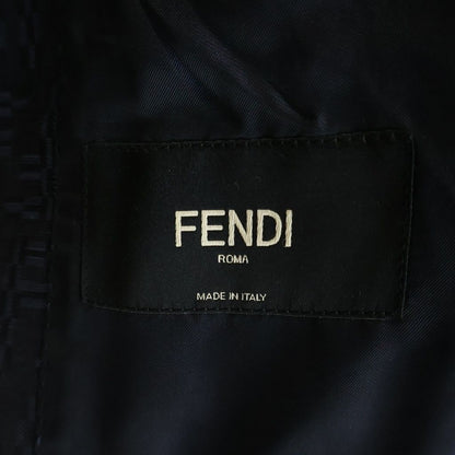 Fendi Wool Blend FF All Over Print Tailored Jacket Navy Ascp — view 6