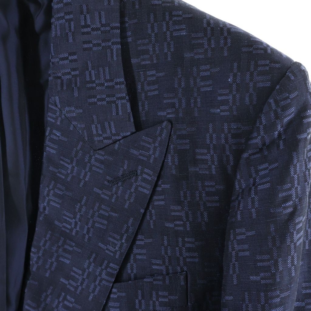 Fendi Wool Blend FF All Over Print Tailored Jacket Navy Ascp — view 4