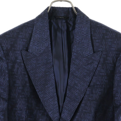 Fendi Wool Blend FF All Over Print Tailored Jacket Navy Ascp — view 3