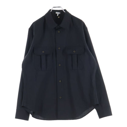 Loewe Sleeve Anagram Logo Embroidery Button Up Long Shirt