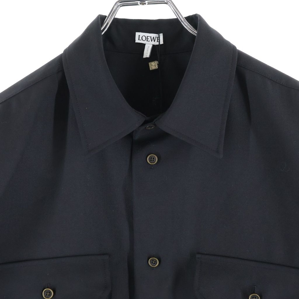 Loewe Sleeve Anagram Logo Embroidery Button Up Long Shirt — view 3