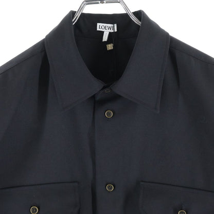 Loewe Sleeve Anagram Logo Embroidery Button Up Long Shirt — view 3