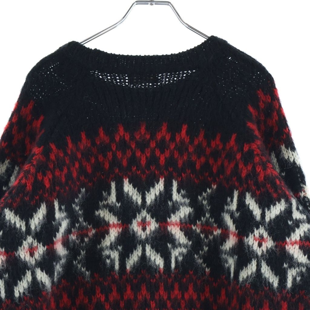 Celine Fair Isle Logo Knit Crew Neck Sweater Wool Black Red — view 4