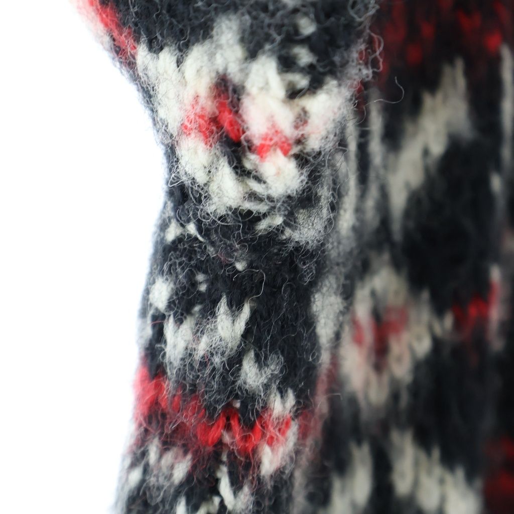 Celine Fair Isle Logo Knit Crew Neck Sweater Wool Black Red — view 6