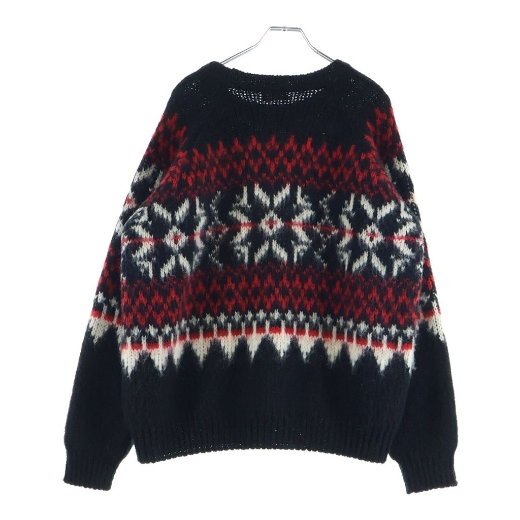 Celine Fair Isle Logo Knit Crew Neck Sweater Wool Black Red — view 2