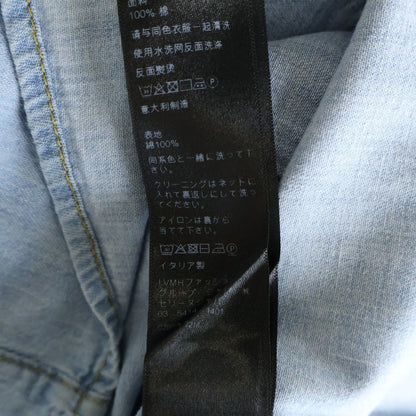 Celine Triomphe Short Sleeve Cropped Denim Shirt Logo Embroidery Indigo — view 8