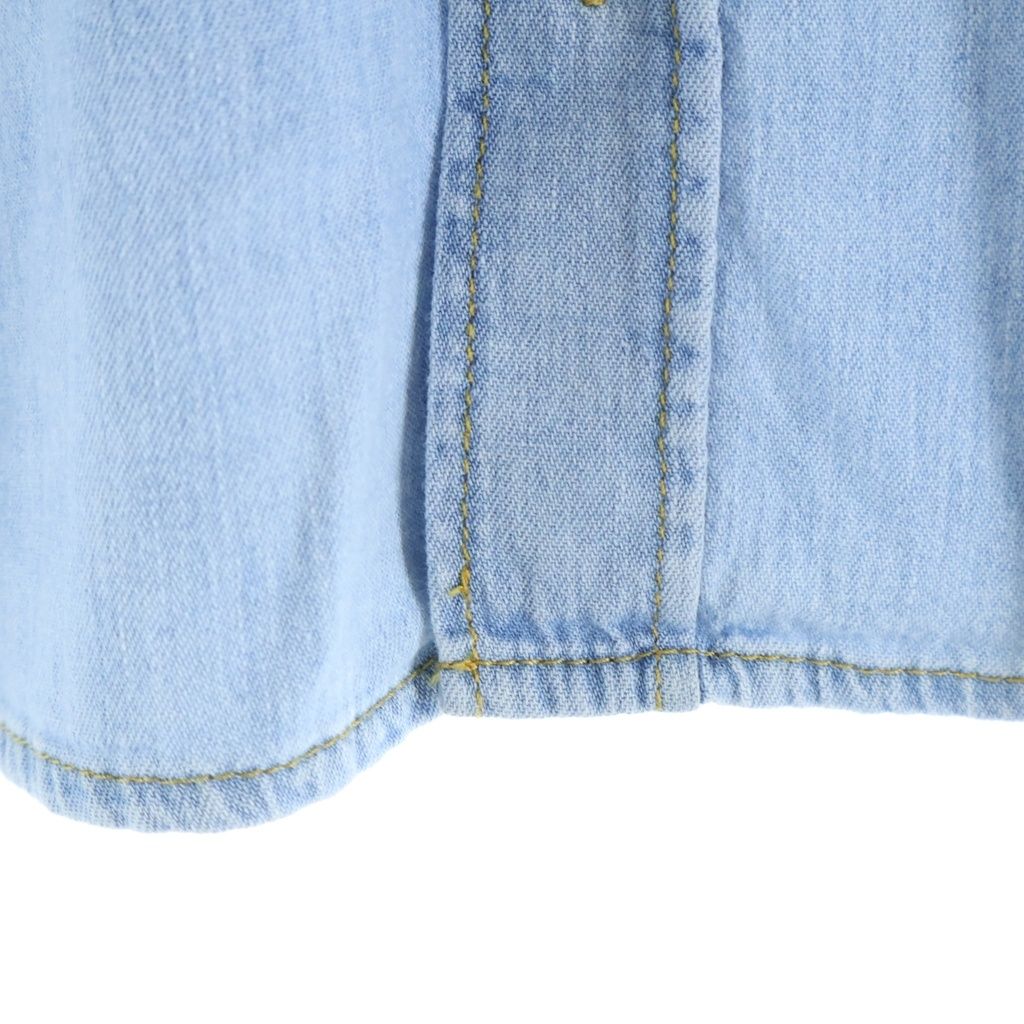Celine Triomphe Short Sleeve Cropped Denim Shirt Logo Embroidery Indigo — view 5