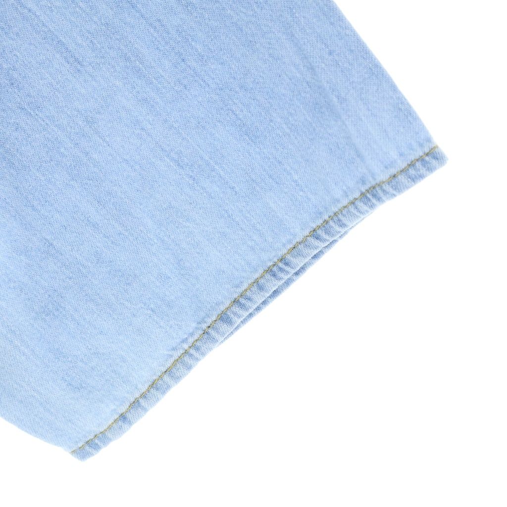 Celine Triomphe Short Sleeve Cropped Denim Shirt Logo Embroidery Indigo — view 6