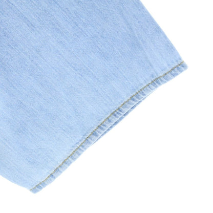 Celine Triomphe Short Sleeve Cropped Denim Shirt Logo Embroidery Indigo — view 6