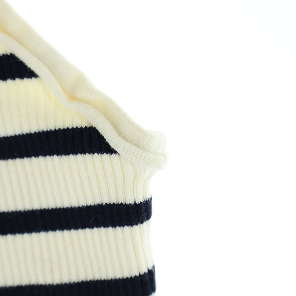 Celine Border Tank Top Ivory Black Cotton — view 6