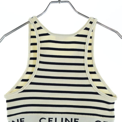 Celine Border Tank Top Ivory Black Cotton — view 4
