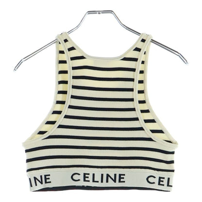 Celine Border Tank Top Ivory Black Cotton — view 2