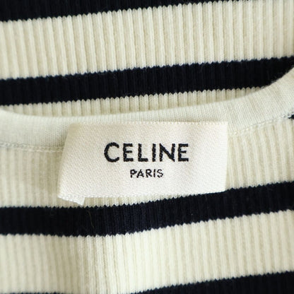 Celine Border Tank Top Ivory Black Cotton — view 7