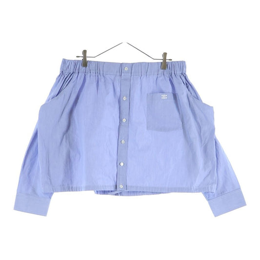 Celine Off Shoulder Shirt Blouse Blue Cotton