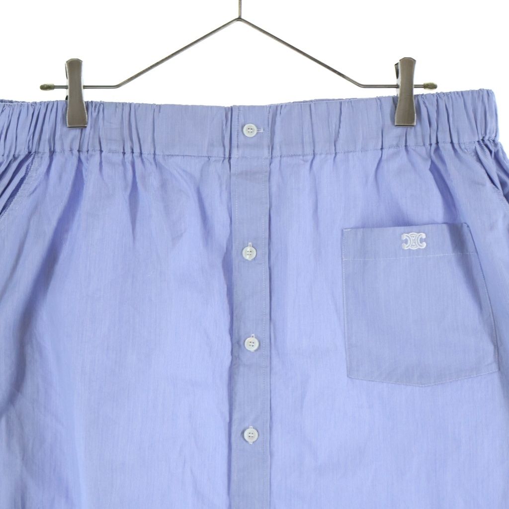 Celine Off Shoulder Shirt Blouse Blue Cotton — view 3