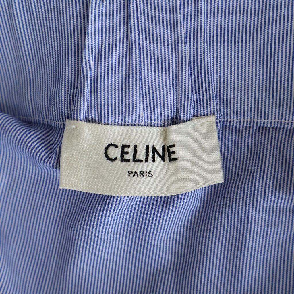 Celine Off Shoulder Shirt Blouse Blue Cotton — view 7