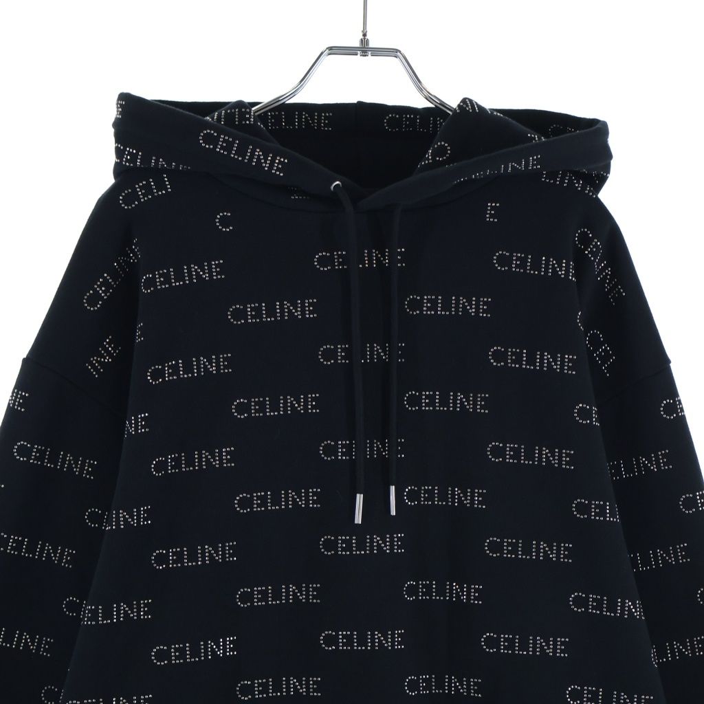 Celine Studded Loose Hoodie Black Cotton — view 3