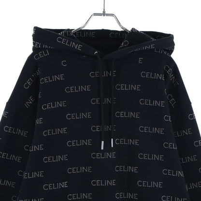 Celine Studded Loose Hoodie Black Cotton — view 3