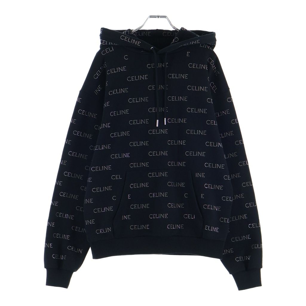 Celine Studded Loose Hoodie Black Cotton