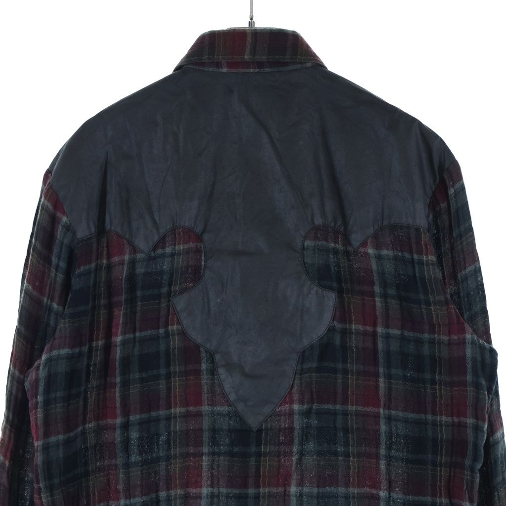 Chrome Hearts Back Flare Knee Dagger Zip Floral Button Plaid Western Shirt — view 4