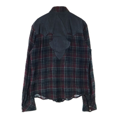 Chrome Hearts Back Flare Knee Dagger Zip Floral Button Plaid Western Shirt — view 2