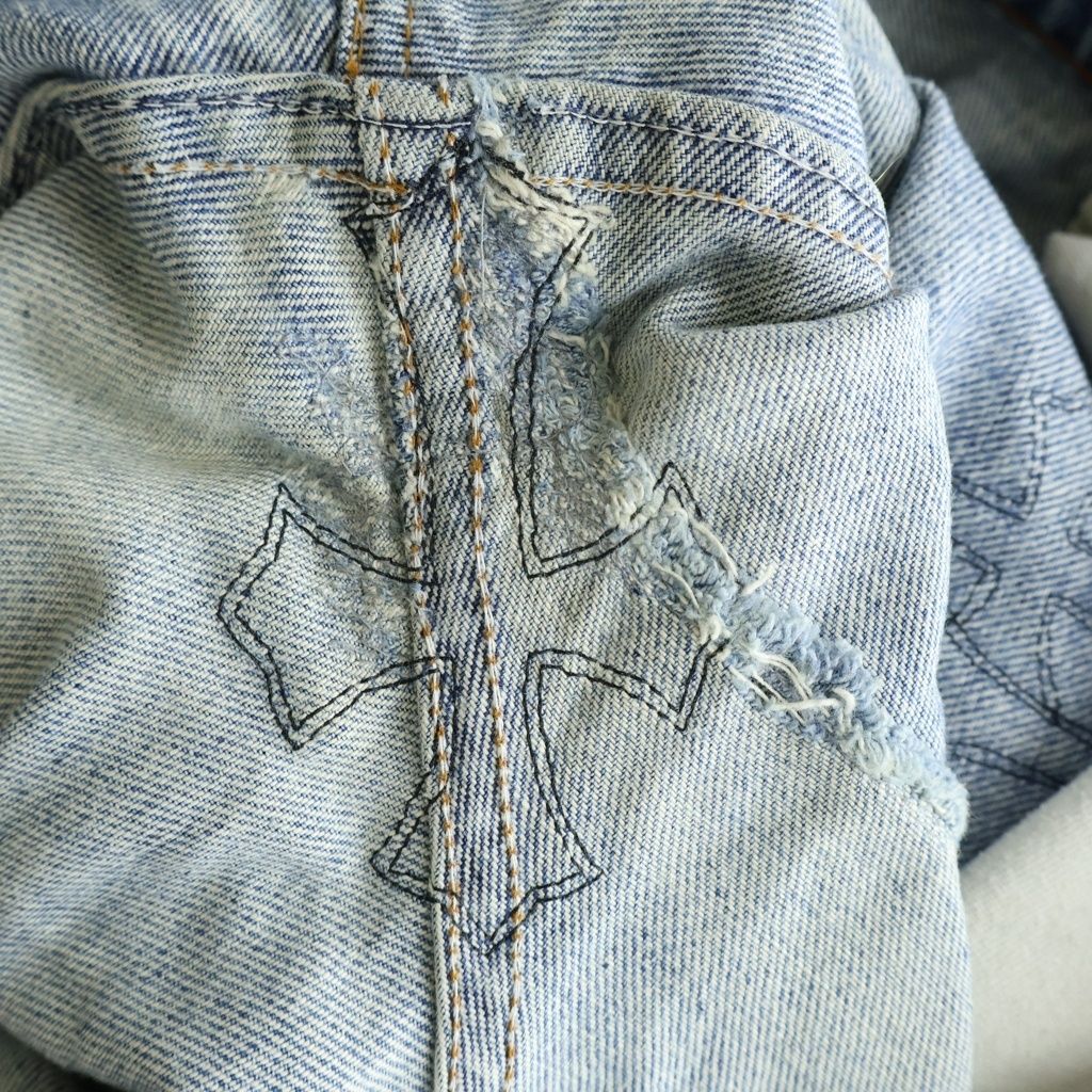 Chrome Hearts Vntg Jean Blu Orng Tab Washed with Cross Pants Indigo Black — view 3