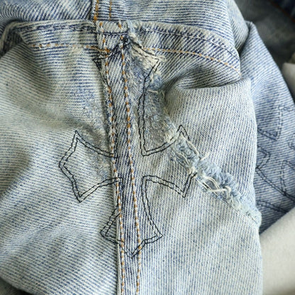 Chrome Hearts Vntg Jean Blu Orng Tab Washed with Cross Pants Indigo Black — view 3