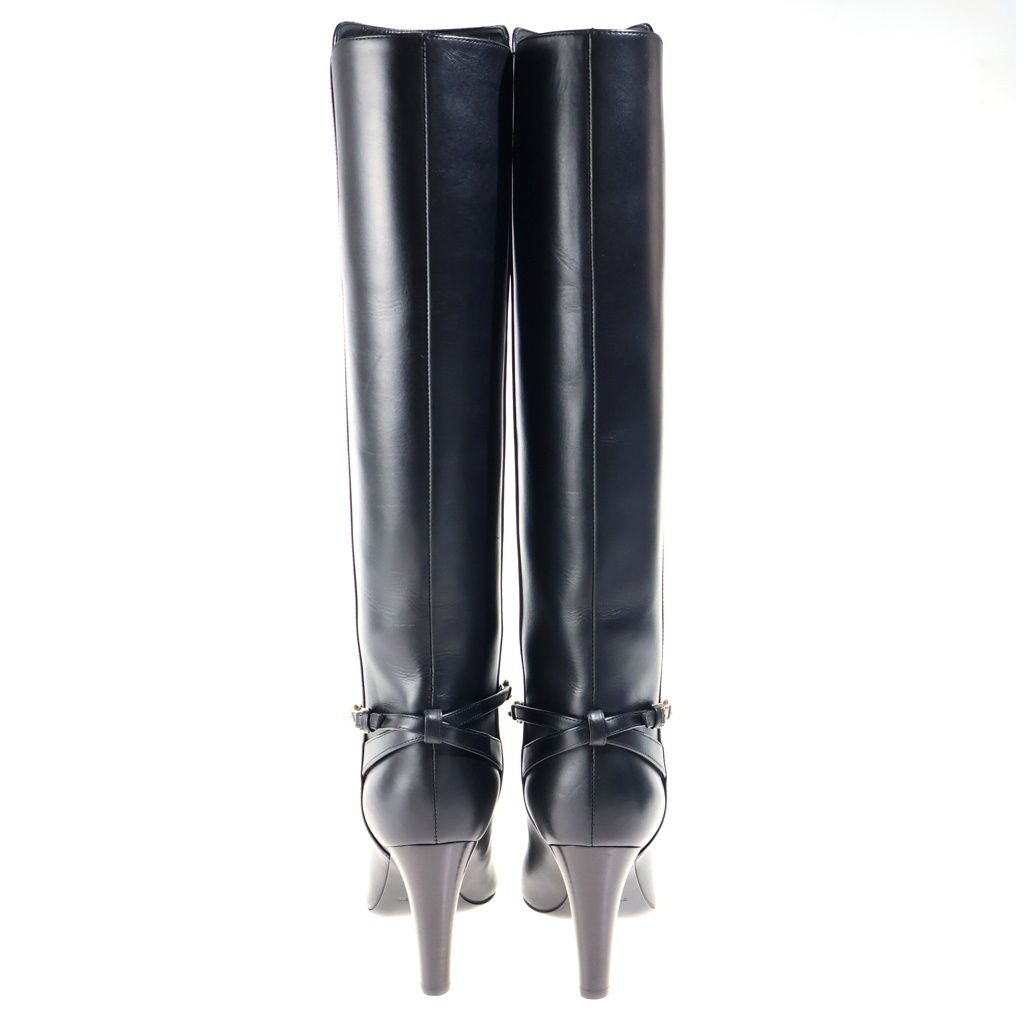 Saint Laurent Paris Le Maillon 95 Boots le High Heels Leather Black — view 3