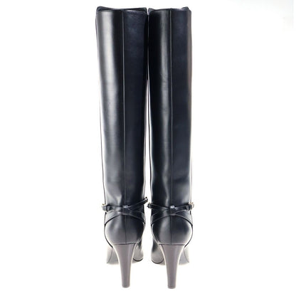 Saint Laurent Paris Le Maillon 95 Boots le High Heels Leather Black — view 3