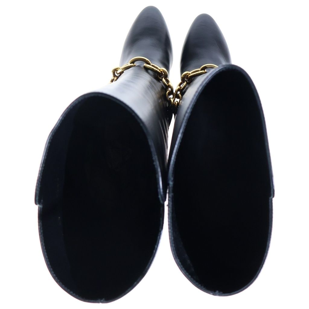 Saint Laurent Paris Le Maillon 95 Boots le High Heels Leather Black — view 4