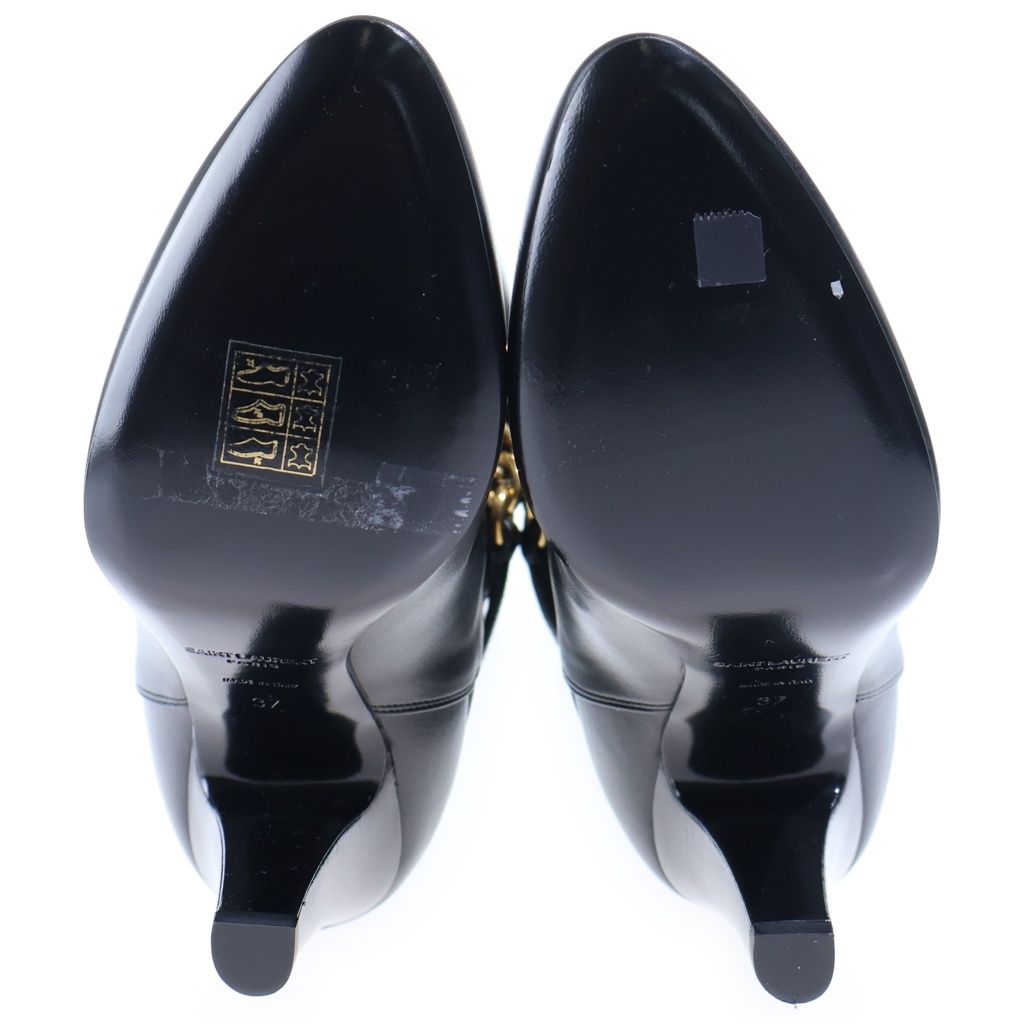 Saint Laurent Paris Le Maillon 95 Boots le High Heels Leather Black — view 5