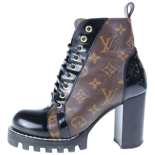 Louis Vuitton Star Trail Ankle Boots Patent Monogram Canvas Plain Brown