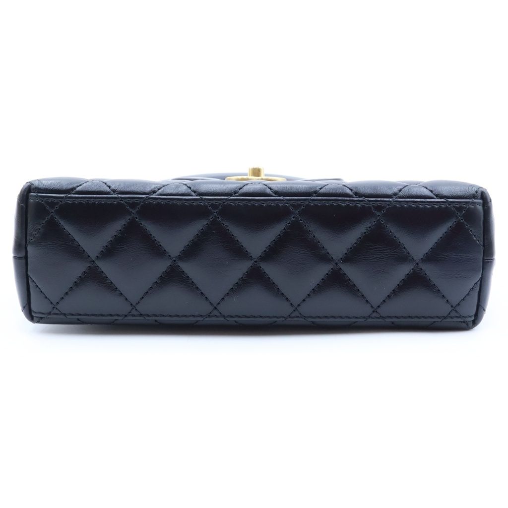 Chanel CC Logo Mini Quilted Shopping Bag 2-Way Chain Shoulder Gold Calfskin — view 4