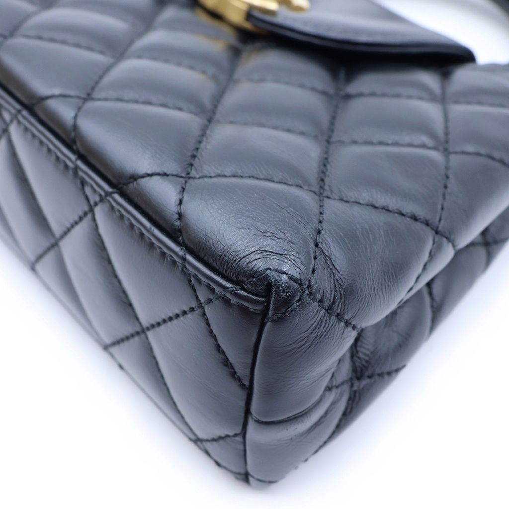 Chanel CC Logo Mini Quilted Shopping Bag 2-Way Chain Shoulder Gold Calfskin — view 5