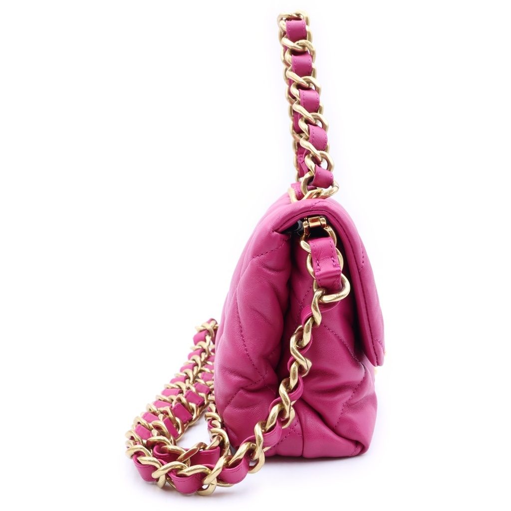 Chanel Quilted Small Flap Chain Shoulder Bag Pink Lambskin GD Plate — view 3