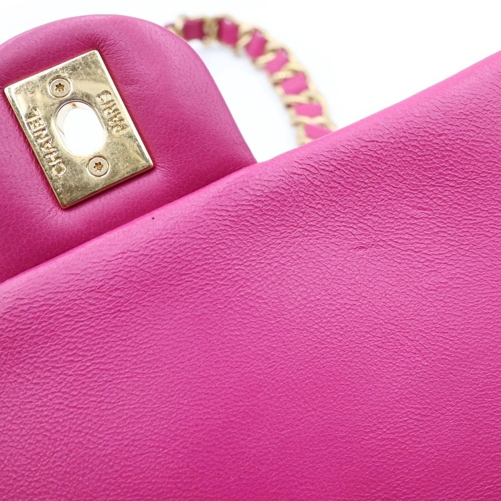 Chanel Quilted Small Flap Chain Shoulder Bag Pink Lambskin GD Plate — view 7